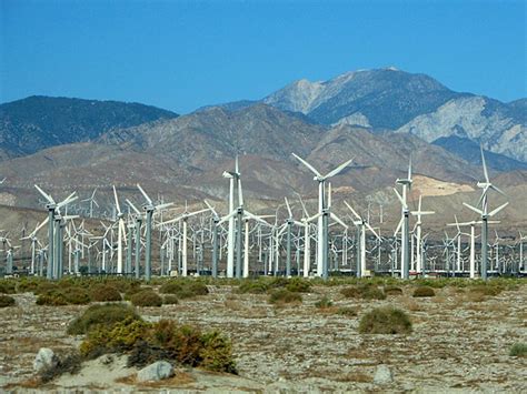 Huge Forest Of Giant Wind Turbines Near Palm Springs In Southern California