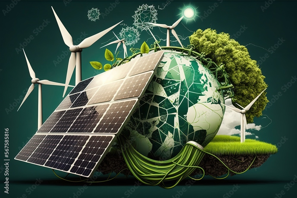 Renewable Energy Background With Green Energy As Wind